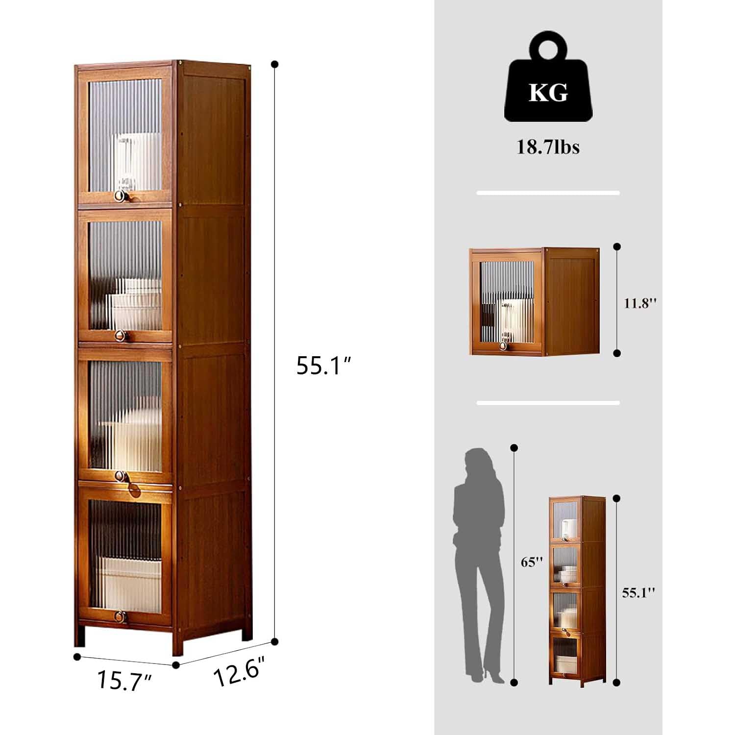Amazon.com: 4-Tier Slim Storage Cabinet, High Narrow Cabinet with